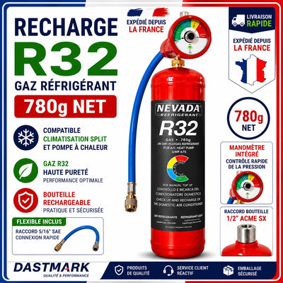 Kit complet recharge R32 780g Nevada avec flexible et manom�tre int�gr�