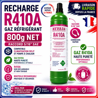 Recharge R410A 800g Nevada bouteille gaz r�frig�rant climatisation split