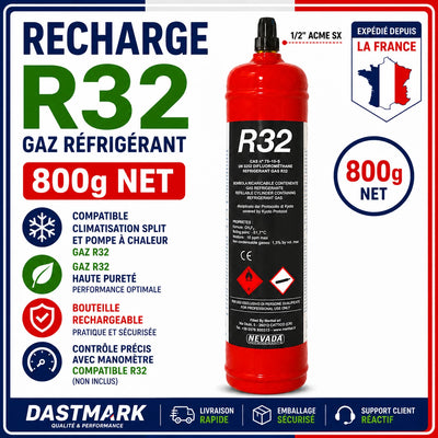 Recharge R32 800g Nevada bouteille gaz r�frig�rant climatisation